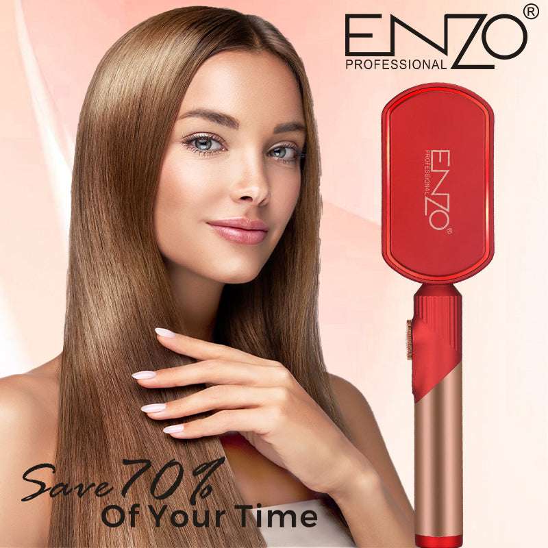Brosse Plate Lissante ENZO EN-4002 — Peigne Chauffant Portable