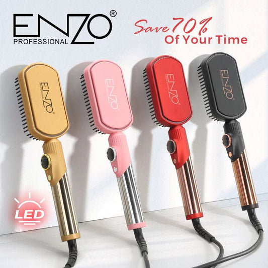Brosse Plate Lissante ENZO EN-4002 — Peigne Chauffant Portable