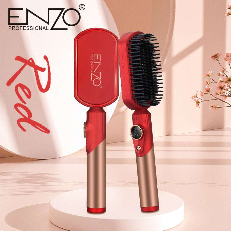 Brosse Plate Lissante ENZO EN-4002 — Peigne Chauffant Portable
