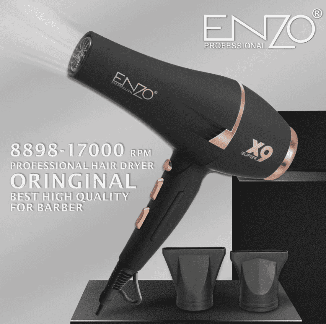 Sèche-Cheveux Professionnel ENZO X9 EN-8898 – 2800W Haute Puissance