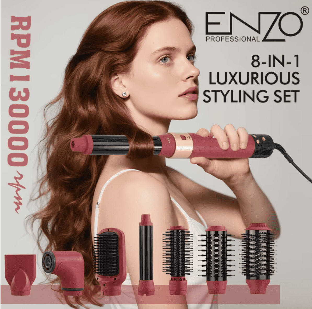 ENZO EN-6223-2 Air Styler 8-en-1 – Sèche-Cheveux & Multi Styler Professionnel