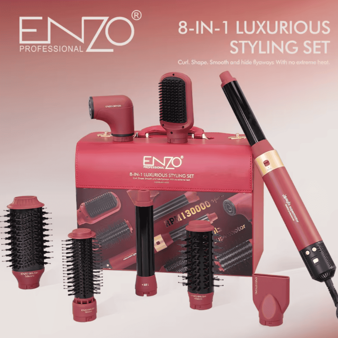 ENZO EN-6223-2 Air Styler 8-en-1 – Sèche-Cheveux & Multi Styler Professionnel